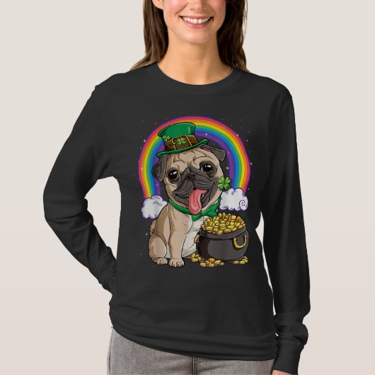 Pug St Patricks Day Boys Kinder Mannen Leprechaun  T-shirt (Voorkant)