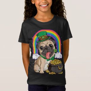 Pug St Patricks Day Boys Kinder Mannen Leprechaun  T-shirt