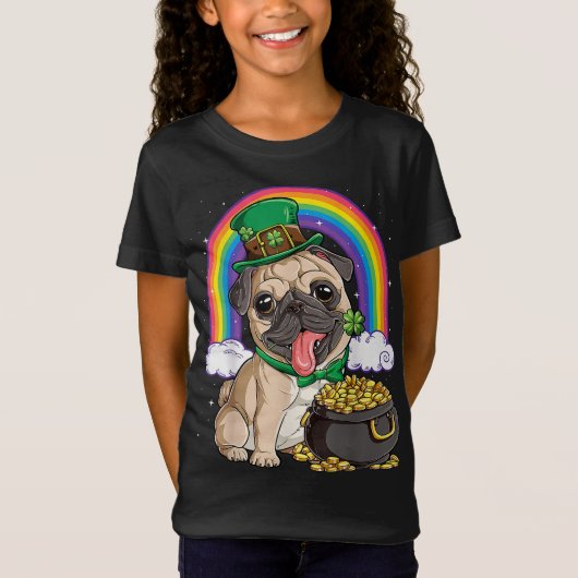 Pug St Patricks Day Boys Kinder Mannen Leprechaun  T-shirt (Voorkant)