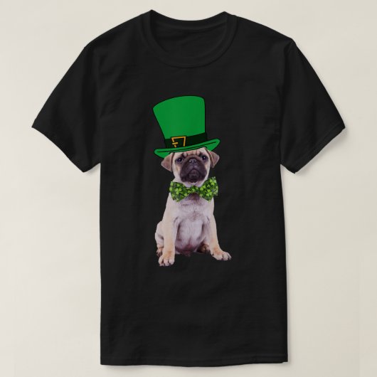 Pug St Patrick's Day Dog Costume Green Leprechaun T-shirt (Design voorkant)