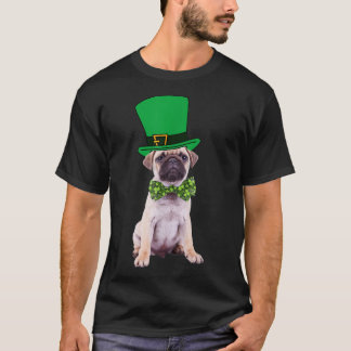 Pug St Patrick's Day Dog Costume Green Leprechaun T-shirt