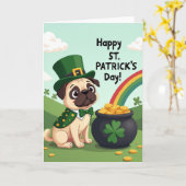 Pug St. Patrick's Day Fun Kaart (Gele Bloem)