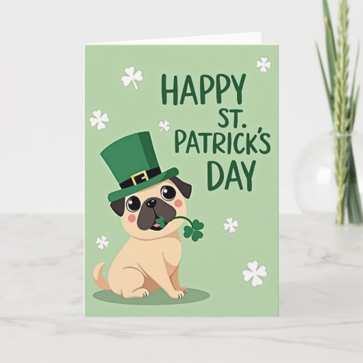 Pug St Patricks Day Happy Card Kaart (Voorkant)