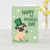 Pug St Patricks Day Happy Card Kaart (Gele Bloem)