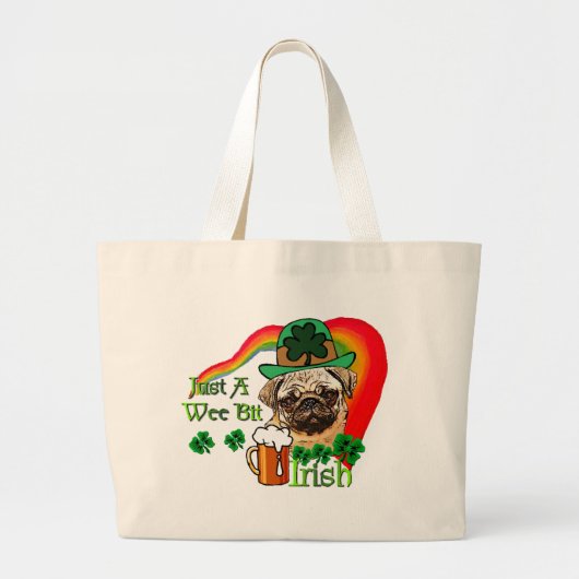 Pug St. Patrick's Grote Tote Bag (Voorkant)