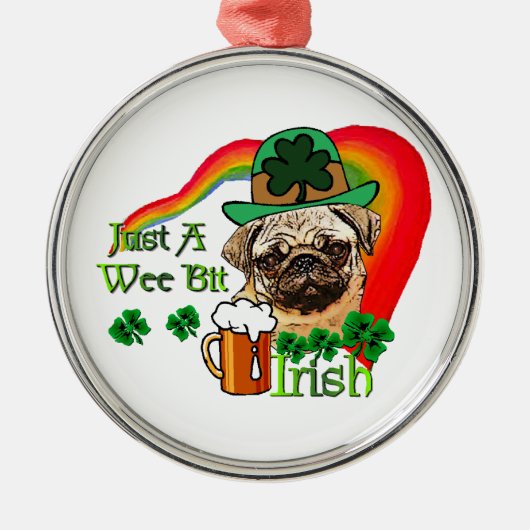 Pug St. Patricks Metalen Ornament (Voorkant)