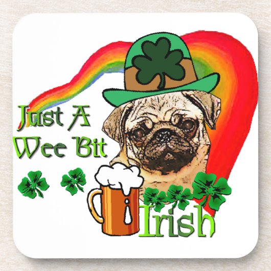 Pug St Patricks Onderzetter (Voorkant)