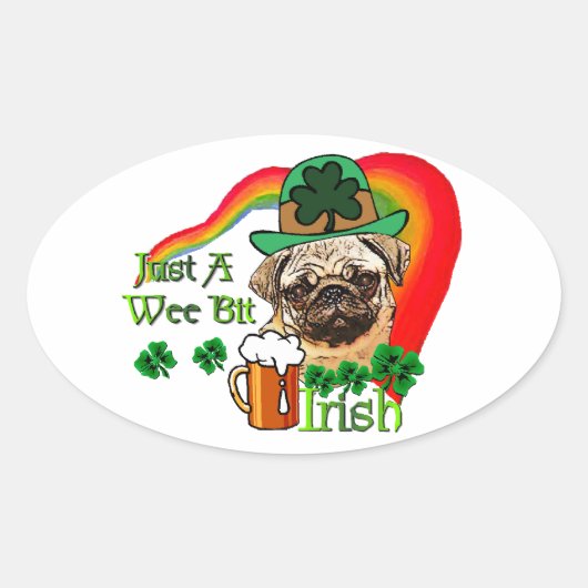 Pug St Patricks Ovale Sticker (Voorkant)