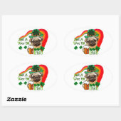 Pug St Patricks Ovale Sticker (Vel)