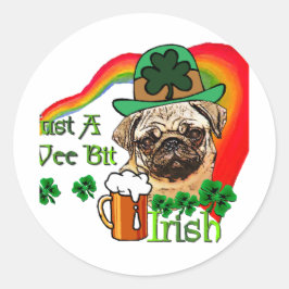 Pug St Patricks Ronde Sticker
