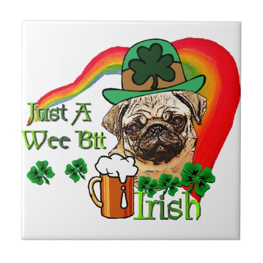 Pug St Patricks Tegeltje (Voorkant)