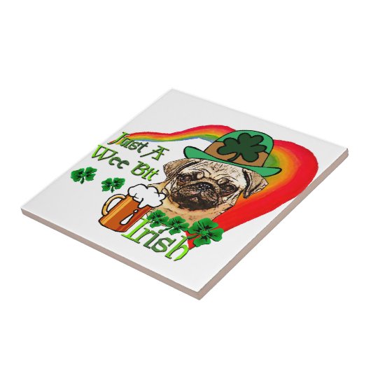Pug St Patricks Tegeltje (Zijkant)