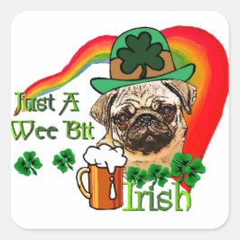 Pug St Patricks Vierkante Sticker