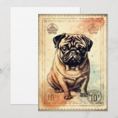Pug  Stamp Art Feestdagenkaart (Voorkant / Achterkant)