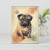 Pug  Stamp Art Feestdagenkaart (Staand voorkant)