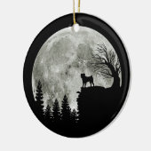 Pug Stand Op Berg Spooky Halloween Moon Keramisch Ornament (Links)