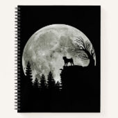 Pug Stand Op Berg Spooky Halloween Moon Notitieboek (Voorkant)