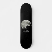 Pug Stand Op Berg Spooky Halloween Moon Persoonlijk Skateboard (Voorkant)