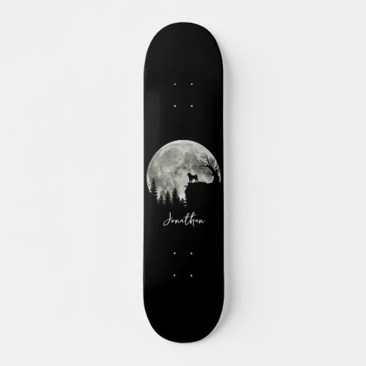 Pug Stand Op Berg Spooky Halloween Moon Persoonlijk Skateboard (Voorkant)