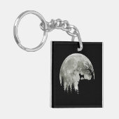 Pug Stand Op Berg Spooky Halloween Moon Sleutelhanger (Voorkant Links)