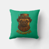 Pug Steampunk Kussen Vintage retro hond kunst (Achterkant)