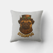 Pug Steampunk Kussen Vintage retro hond kunst (Achterkant)
