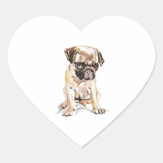 Pug Sticker – Hart Sticker, Hondenliefhebber (Voorkant)