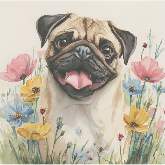Pug Sticker – Watercolor (Voorkant)