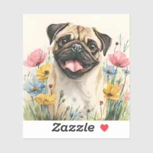 Pug Sticker – Waterverf