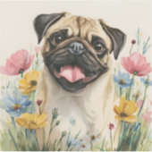 Pug Sticker – Waterverf (Voorkant)