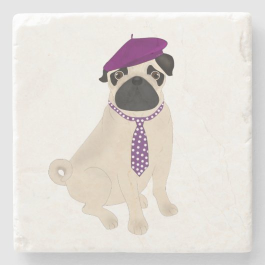 Pug Stone Onderzetter (Voorkant)
