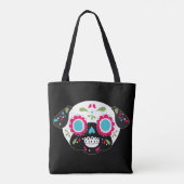 Pug Sugar Skull Patroon Voorzijde enkele schedel o Tote Bag (Achterkant)
