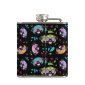 Pug Sugar Skull Pattern op Black Heupfles (Achterkant)