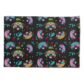 Pug Sugar Skulls Pillowcase Set Paars en Blue Kussensloop (Achterkant-Links)
