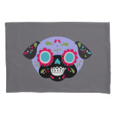Pug Sugar Skulls Pillowcase Set Paars en Blue Kussensloop (Voorkant-Links)
