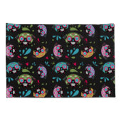 Pug Sugar Skulls Pillowcase Set Roze en Blue Kussensloop (Achterkant-Rechts)