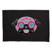 Pug Sugar Skulls Pillowcase Set Roze en Blue Kussensloop (Voorkant-Links)