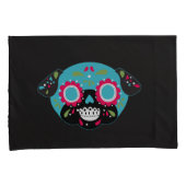 Pug Sugar Skulls Pillowcase Set Roze en Blue Kussensloop (Voorkant-Rechts)