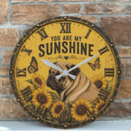 Pug Sunflower You Are My Sunshine Dog Lover Rustic Grote Klok