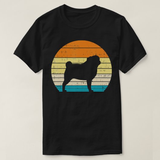 Pug Sunset Retro Animal Pet Hondenliefhebber Eigen T-shirt (Design voorkant)