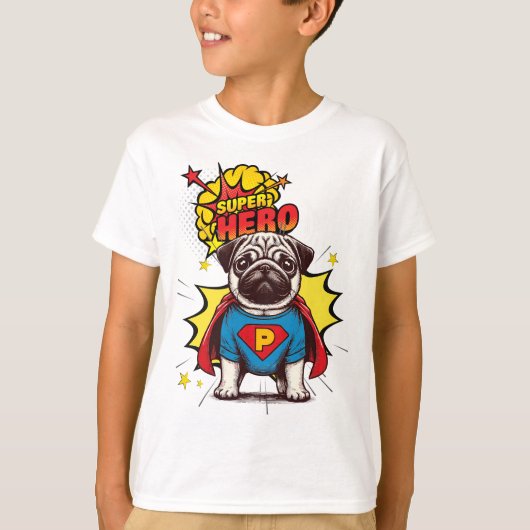 Pug Super Hero T-shirt (Voorkant)