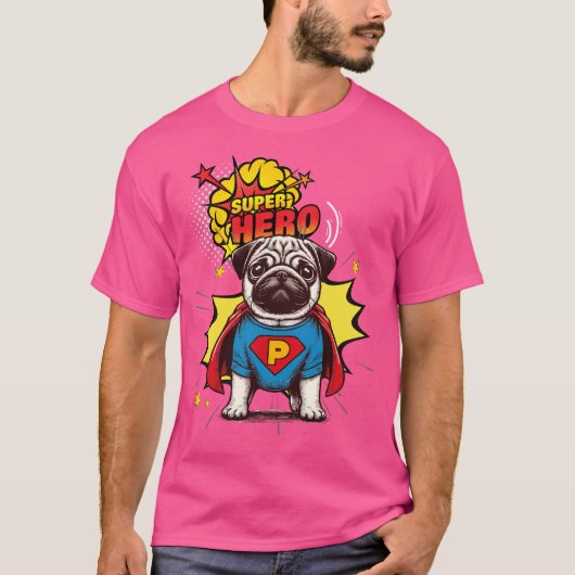Pug Super Hero T-shirt (Voorkant)