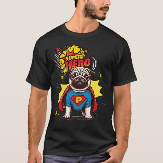 Pug Super Hero T-shirt (Voorkant)