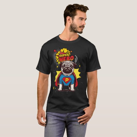 Pug Super Hero T-shirt (Voorkant volledig)