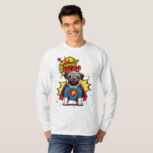 Pug Super Hero T-shirt (Voorkant volledig)