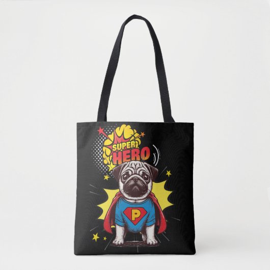 Pug Super Hero Tote Bag (Voorkant)