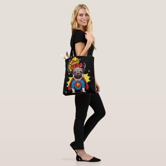 Pug Super Hero Tote Bag (Op model)