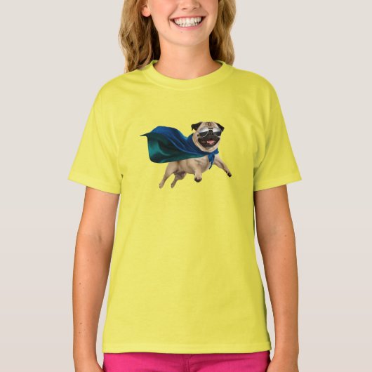 Pug Superheld Kids T-Shirt (Voorkant)