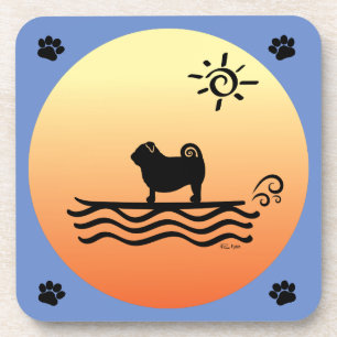 Pug Surf Beverage Coaster Bier Onderzetter