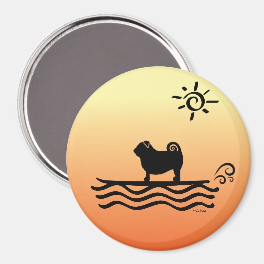 Pug Surf Magnet (Voorkant / Achterkant)